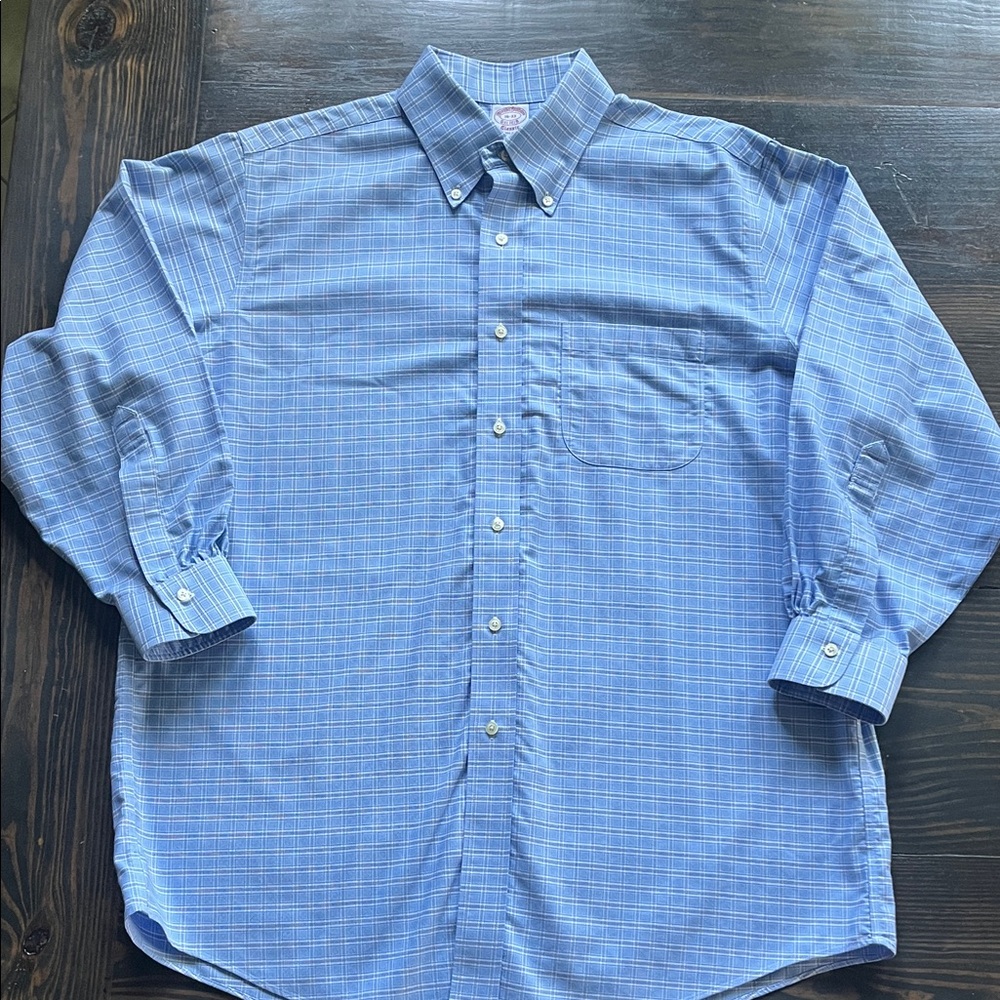 Brooks Brothers Light Blue Checkered Button-Down Shirt